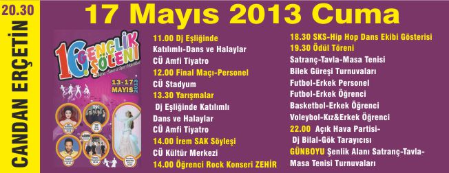 16. GENÇLİK ŞÖLENİ 17 MAYIS CUMA PROGRAMI