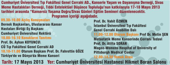 KANSERSİZ YAŞAMA DOĞRU\SİVAS GÜNLERİ EĞİTİM SEMİNERİ