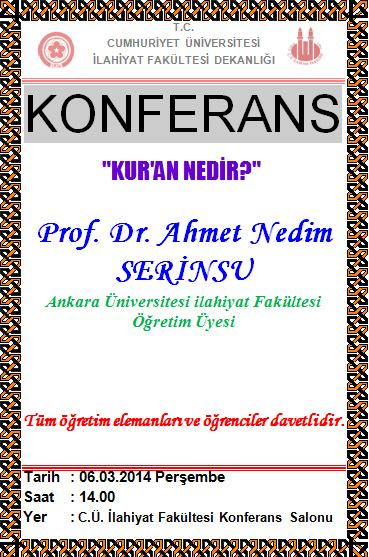 KONFERANS "KUR'AN NEDİR'"