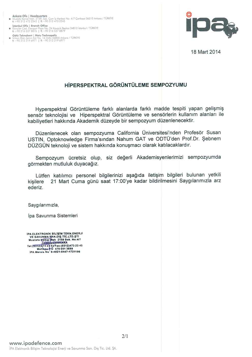 Hiperspektral Görüntüleme Sempozyumu