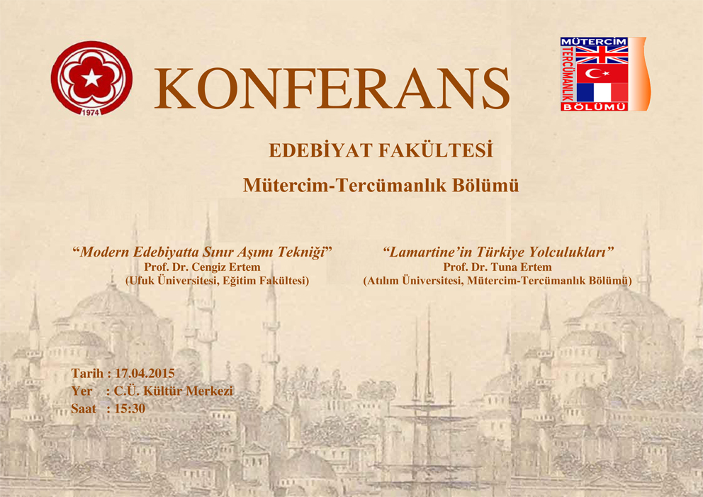 Konferans "Modern Edebiyatta Sınır Aşım Tekniği ve Lamartine'nin Türkiye Yolculukları"