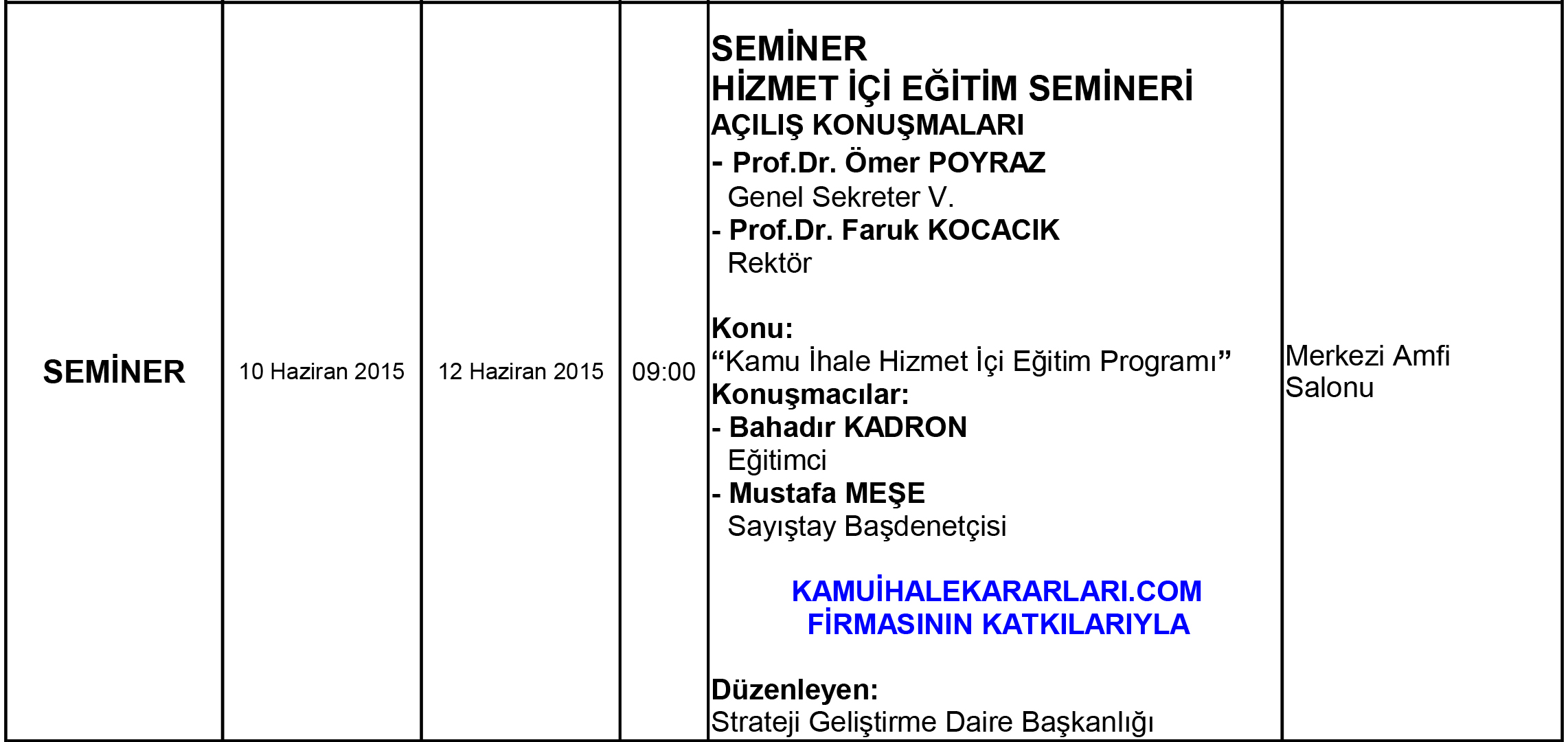 Kamu İhale Hizmet İçi Eğitim Programı