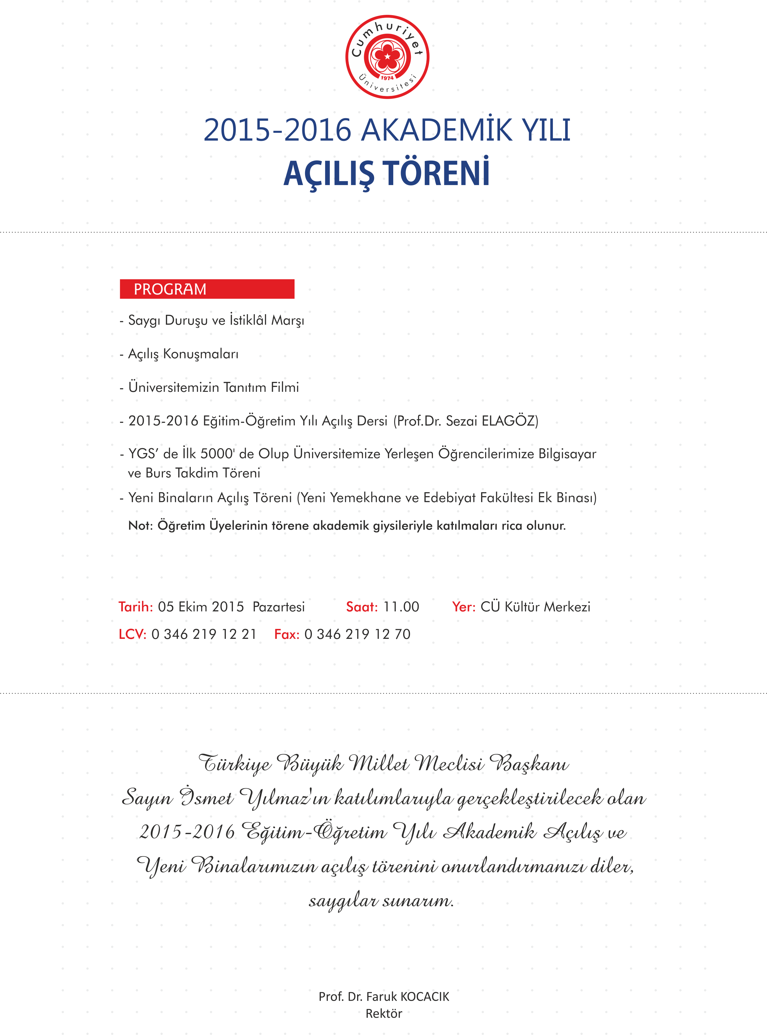 2015-2016 Akademik Yılı Açılış Töreni