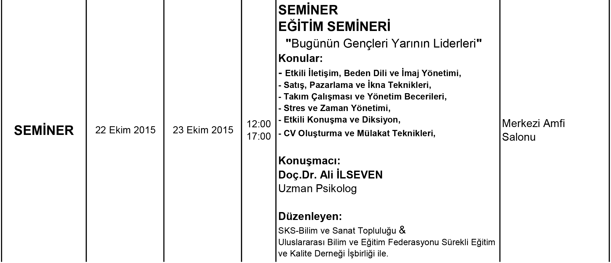 Seminer "Bugünün Gençleri Yarının Liderleri"