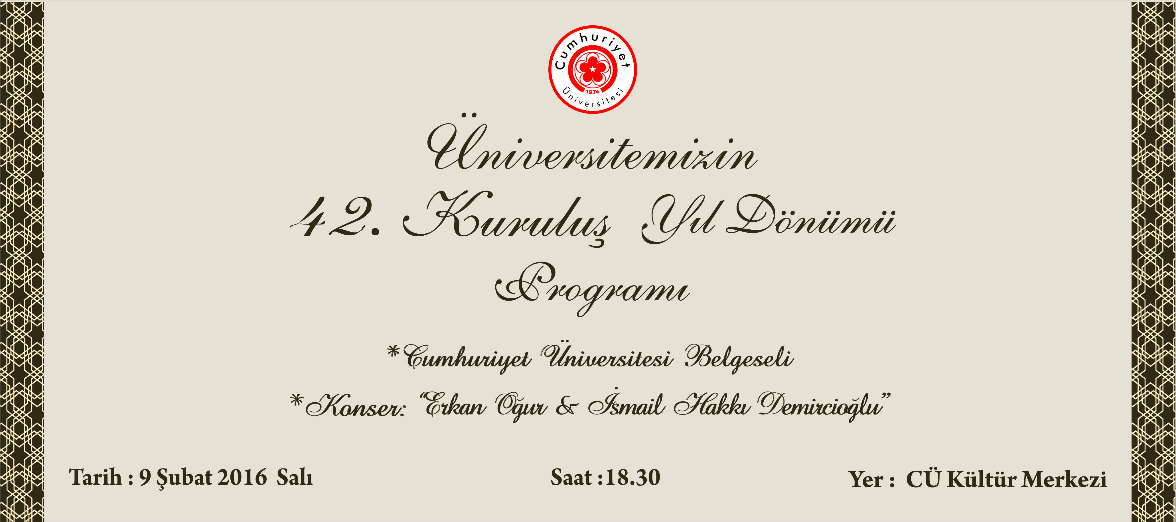 Üniversitemizin 42. Kuruluş Yıl Dönümü Programı