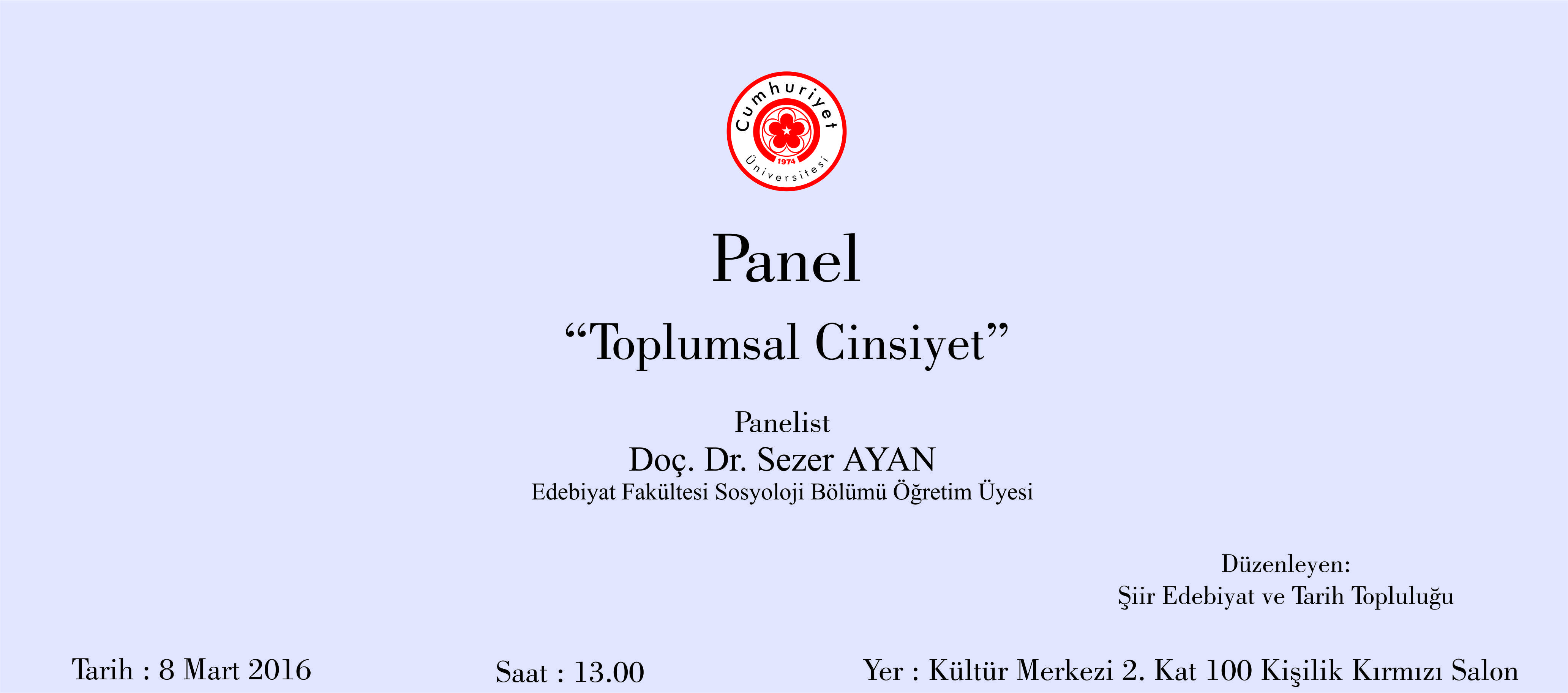 Panel : Toplumsal Cinsiyet