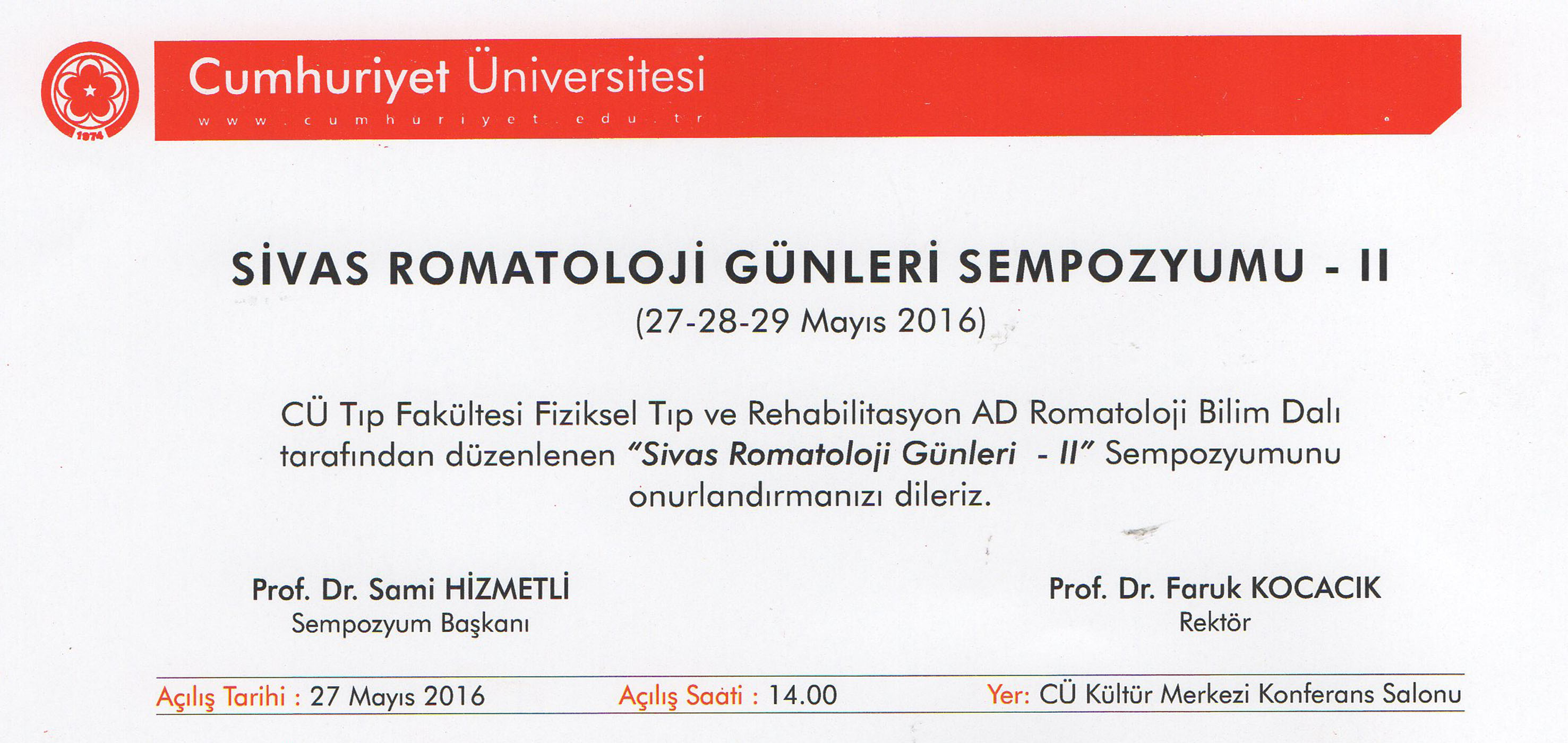 Sempozyum : Sivas Ramatoloji Günleri 2016